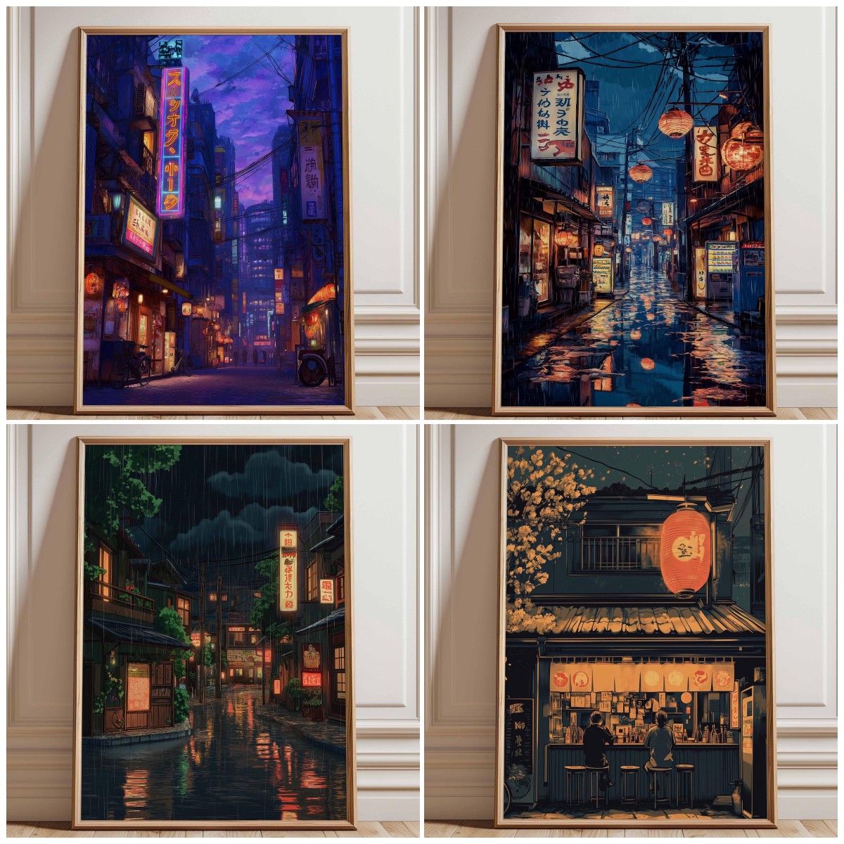 Home Decor Tokyo - Neon Tokyo Street Poster Print, Cyberpunk