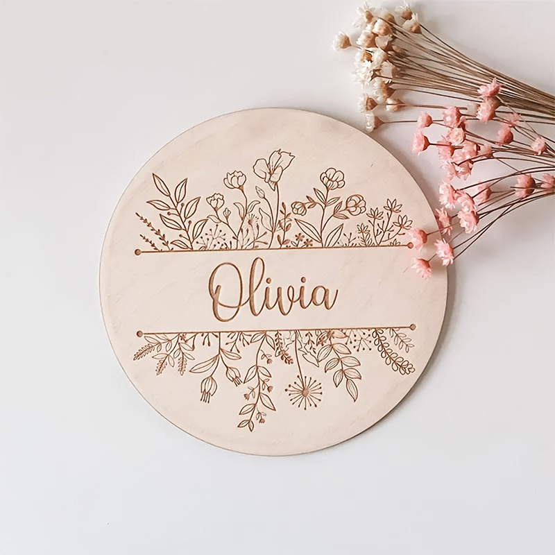 Home Decor Halloween - Personalized Floral Engraved Name Plaque, Custom