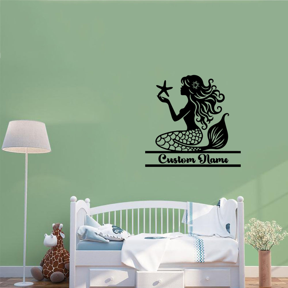 Home Decor Wall Tiles - 1PC NEW Mermaid Personalized Text Wall