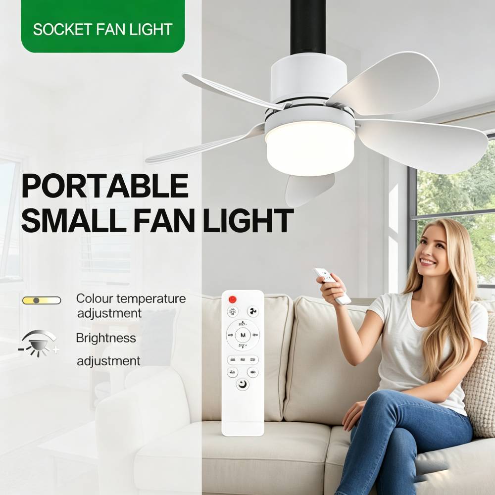 Home Decor Light - Socket Fan Light with Remote, Small