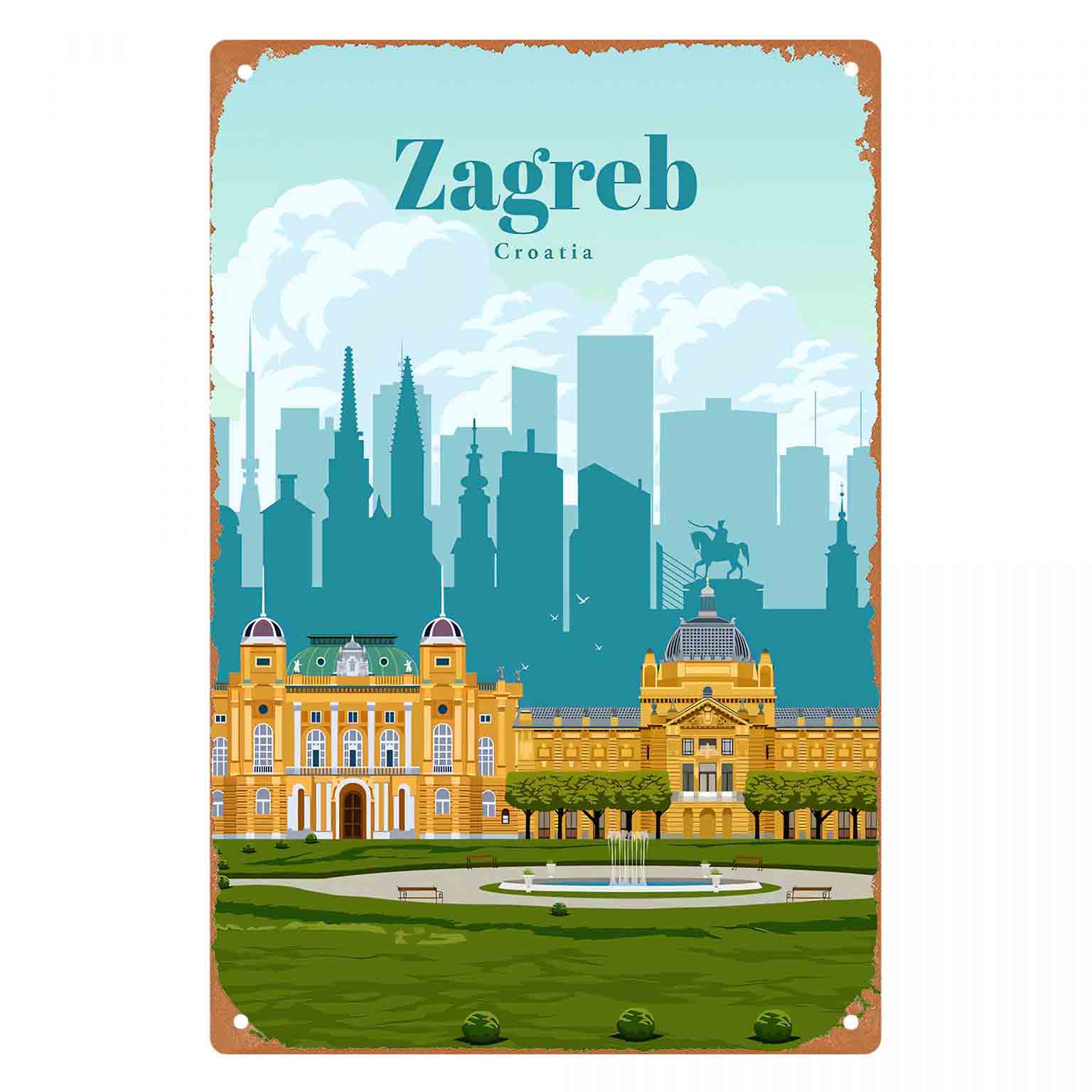 Home Decor Zagreb - 2D FLAT 1pc Zagreb Croatia Cityscape