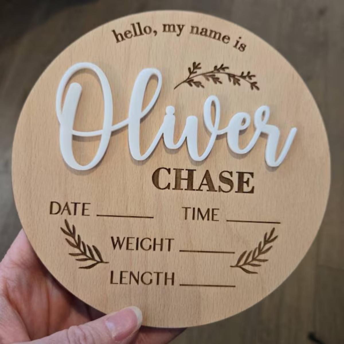 Home Decor Halloween - 1Pc Custom Baby Announcement Sign Wooden