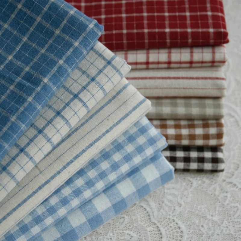 Linen Table Runner - 140x50cm Vintage Red Linen Grid Striped