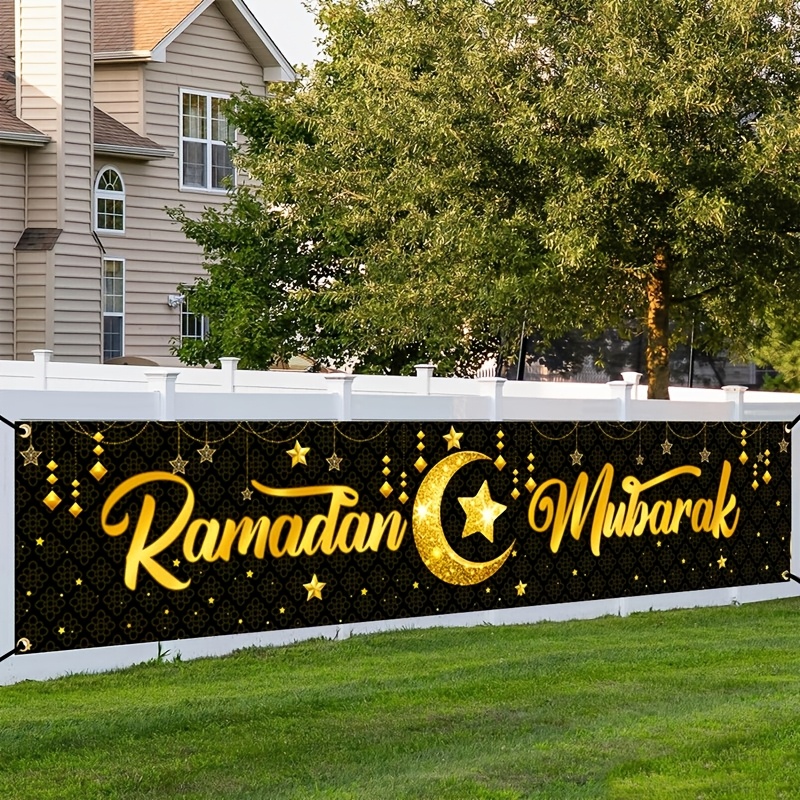 Home Decor Ramadan - VIKAMA Gold Foil Ramadan Mubarak Banner