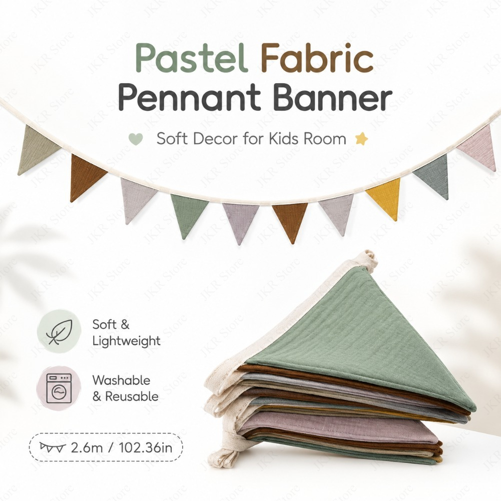 Home Decor Garland - Cotton Fabric Bunting Banner Triangle Pennant