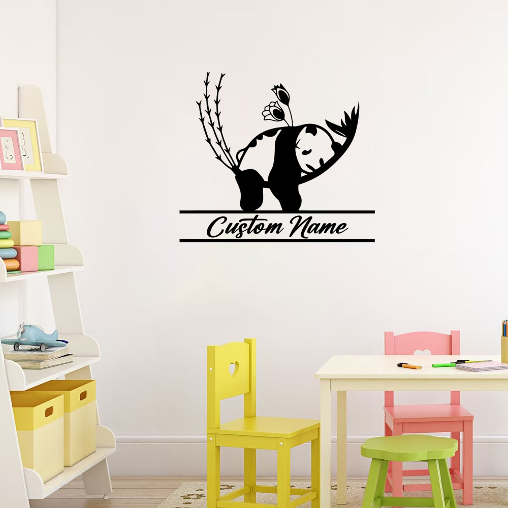 Home Decor Wall Tiles - 1PC Creative Panda Customizable Text Pvc