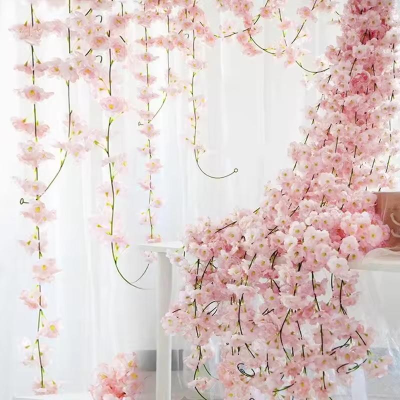 Home Decor Garland - 180cm Artificial Flowers Cherry Blossom Garland