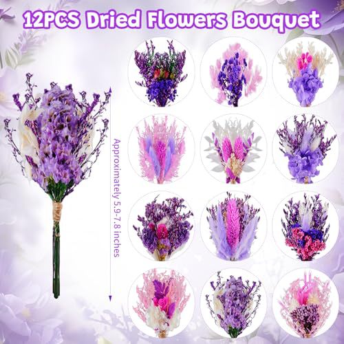 Dried Flower Bouquet - 12PCS Mini Dried Flower Bouquet Natural