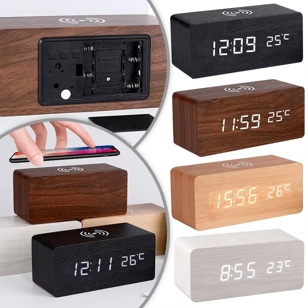 Vintage Alarm Clock - Alarm Clock LED Digital Wooden USB/AAA