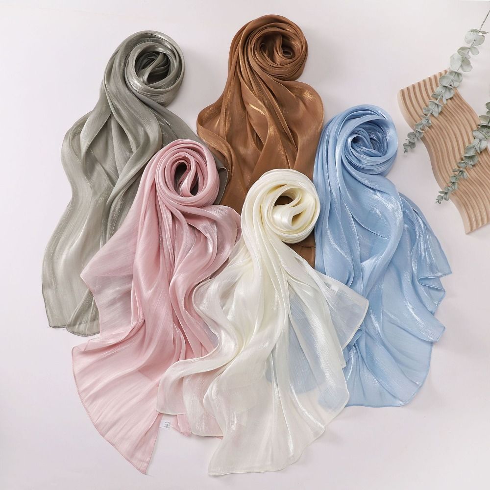 Home Decor Ramadan - High Qulaity Solid Color Silk Scarf