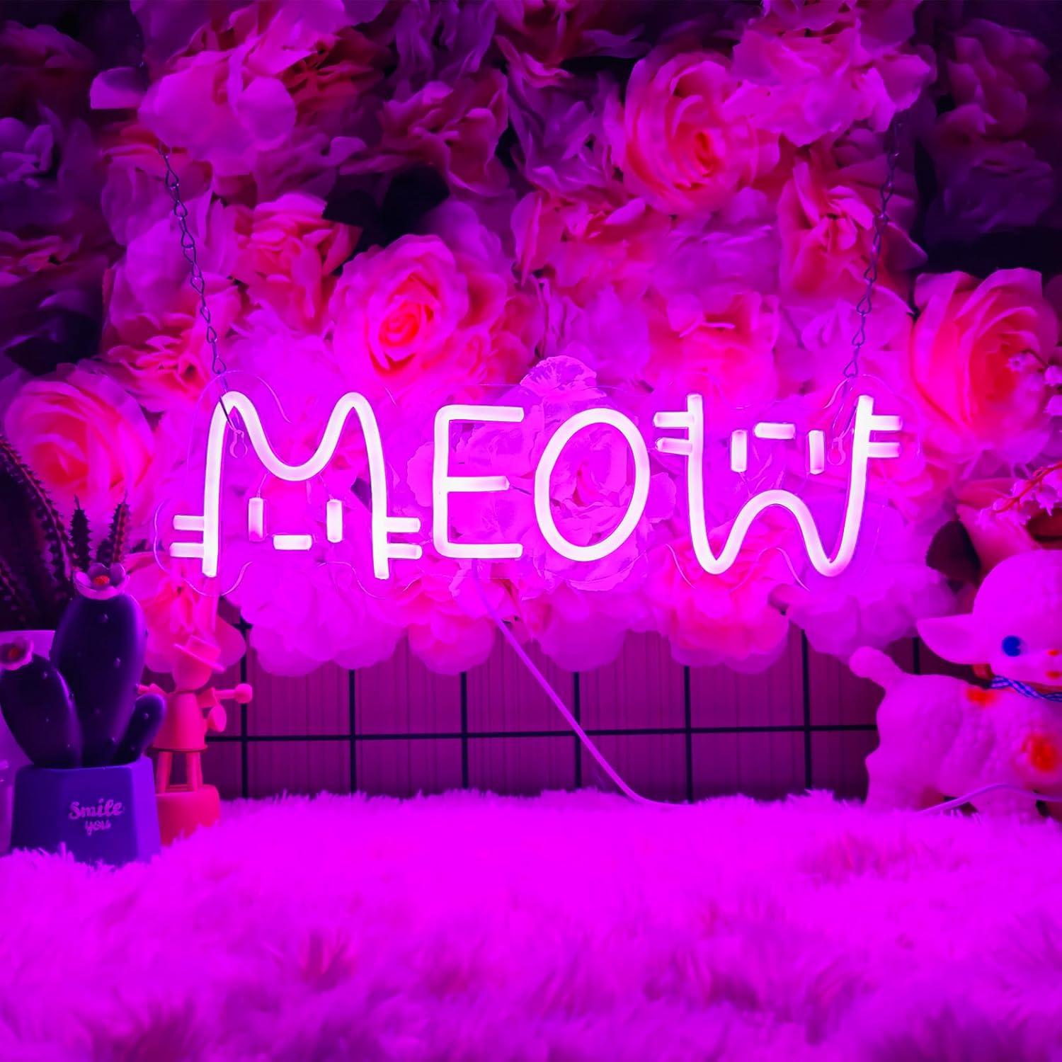 Home Decor Light - Meow Neon Sign Cat USB Powered