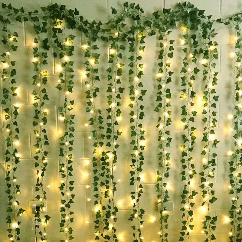 Home Decor Garland - 2.3m Silk Leaves Fake Creeper Green