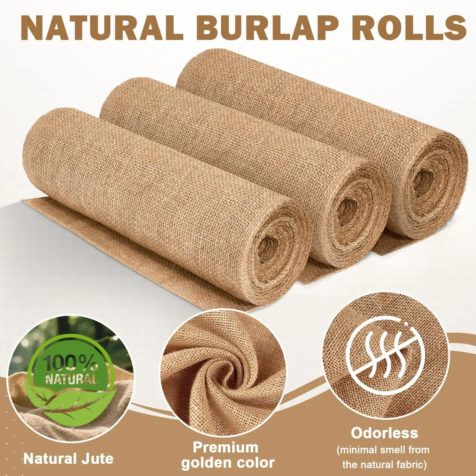 Linen Table Runner - New Desig Beige Burlap Roll 30cmx10m