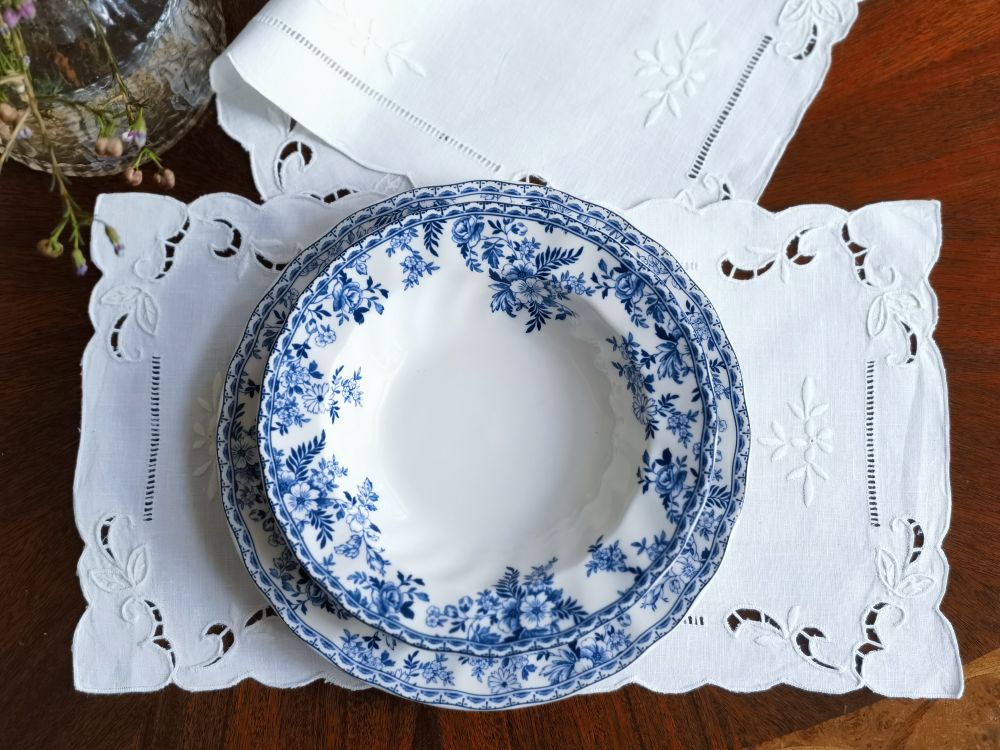 Linen Table Runner - @Camellia Casa Handmade Embroidered Hemstitched Placemat,Table
