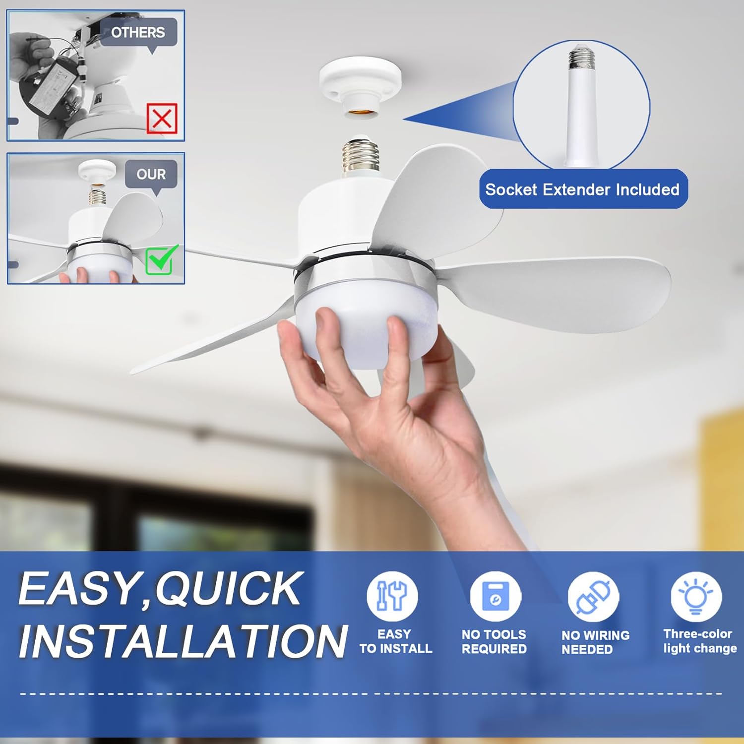 Socket Fan Light with Remote,  - огляд і ціна Home Decor Light