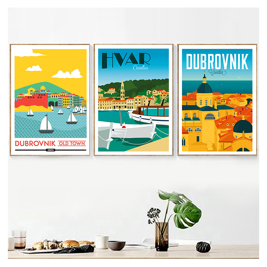 Travel Poster Canvas Painting  - огляд і ціна Home Decor Zagreb