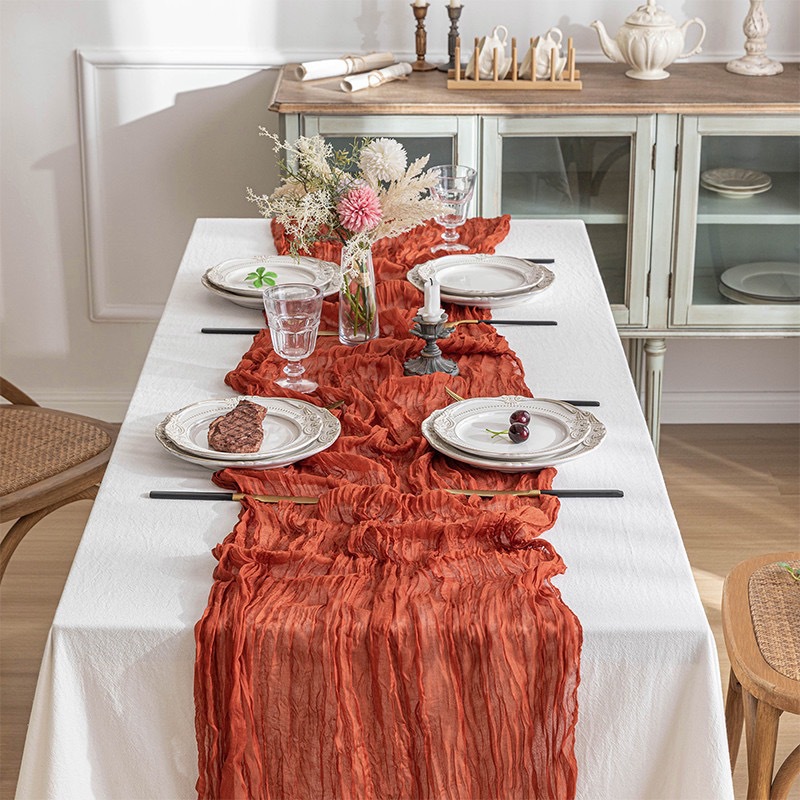 Boho Gauze Table Runner, Crink - огляд і ціна Linen Table Runner