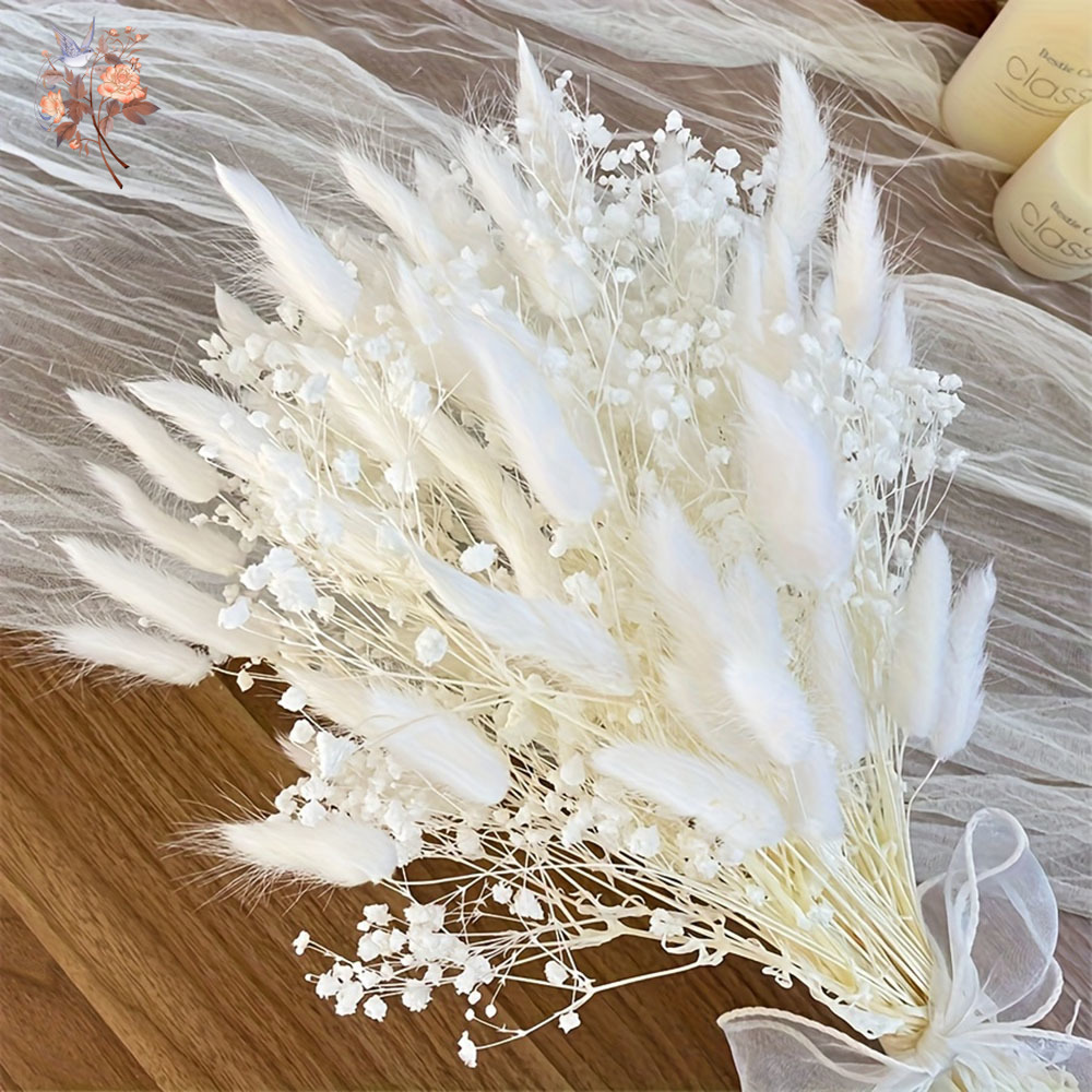 54Pcs White Dried Flower Brida - огляд і ціна Dried Flower Bouquet