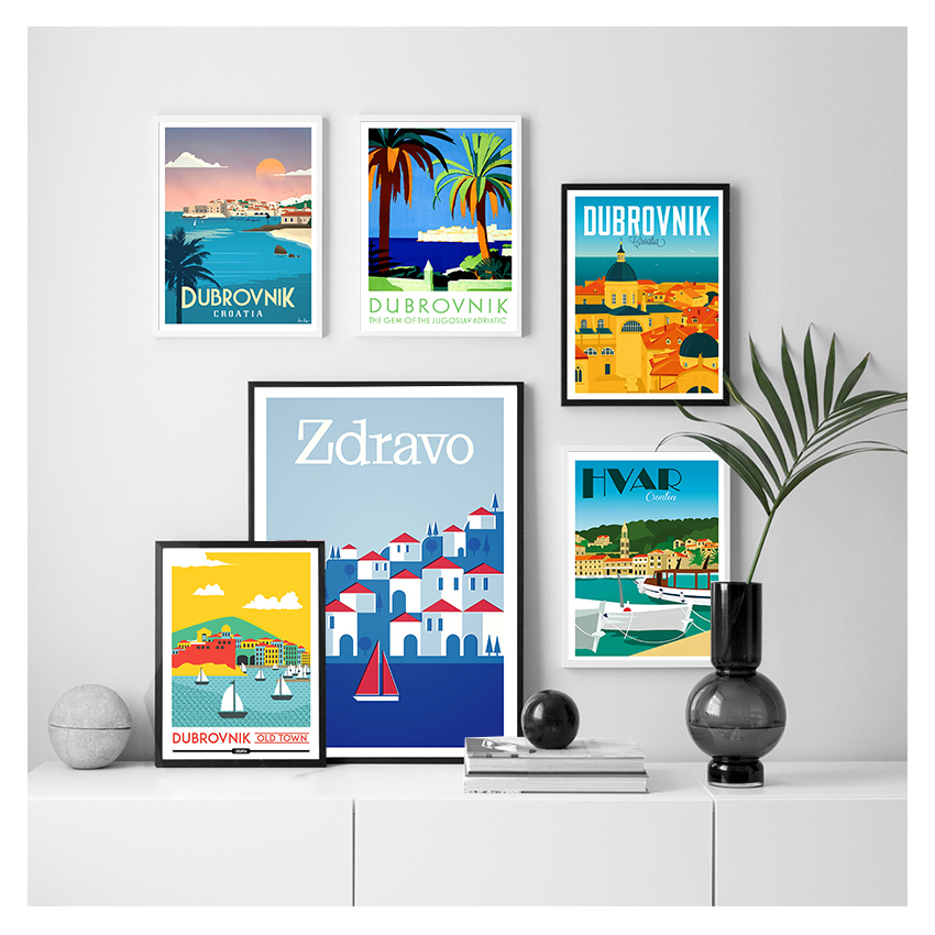 Travel Poster Canvas Painting  - огляд і ціна Home Decor Zagreb