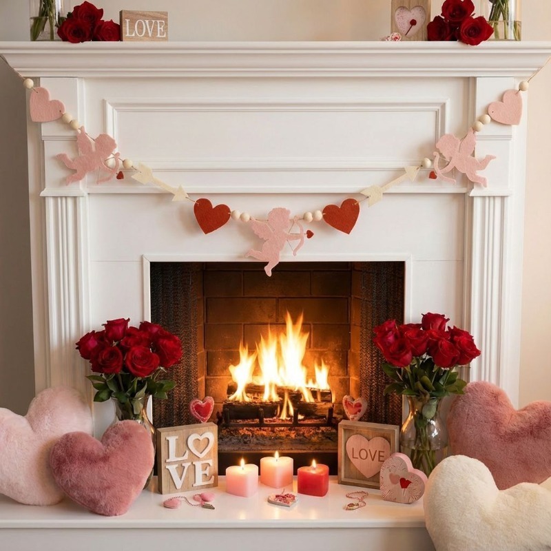 2026 New Red Pink Heart Felt G - огляд і ціна Home Decor Garland