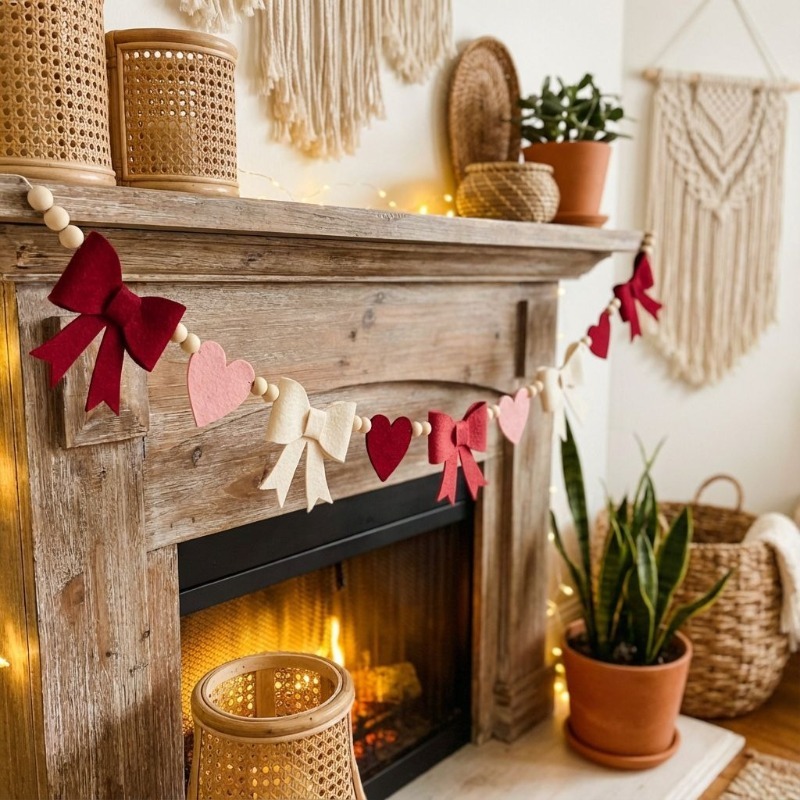 2026 New Red Pink Heart Felt G - огляд і ціна Home Decor Garland