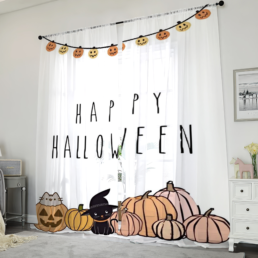 2PCS Digital Print Sheer Curta - огляд і ціна Home Decor Garland