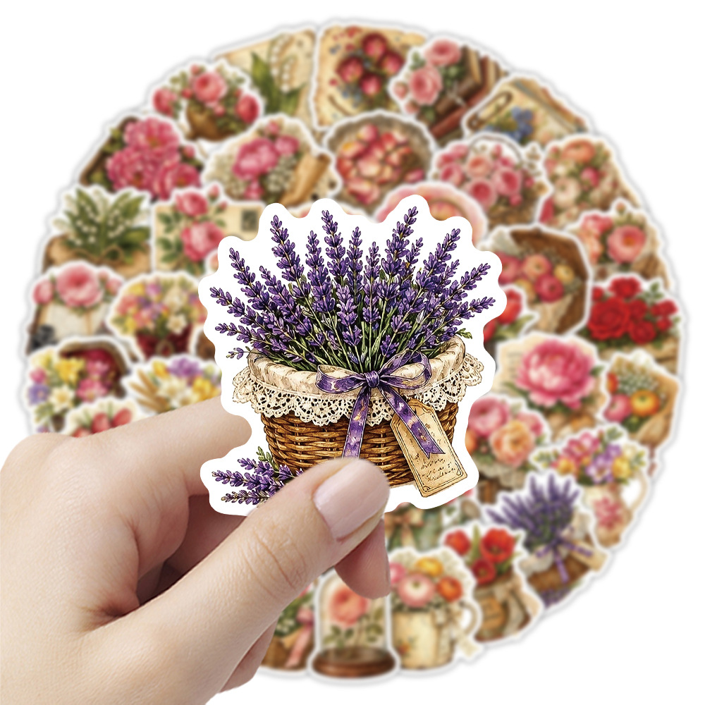 50Pcs Vintage Floral Stickers  - огляд і ціна Dried Flower Bouquet