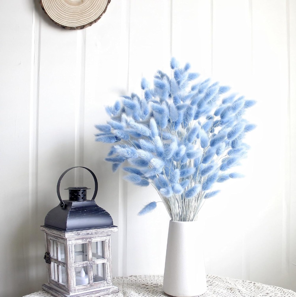 100PCS Blue Hare's-tail Grass  - огляд і ціна Dried Flower Bouquet